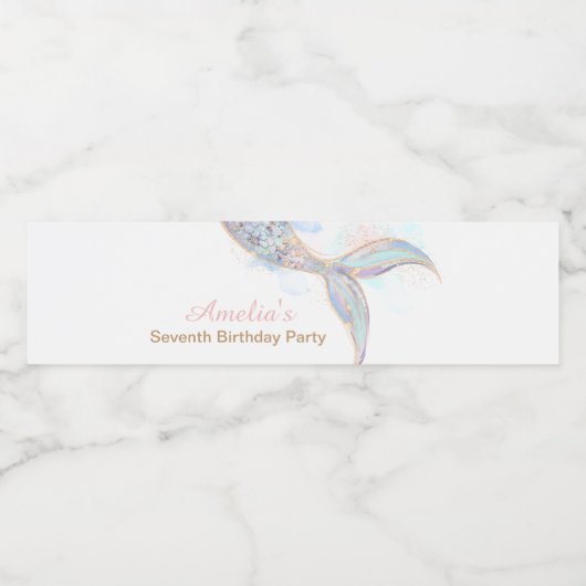 Mermaid Tail Water fles etiketten (Enkel label)