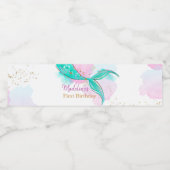 Mermaid Tail Waterverf Blauwgroen groen meisje Bir Waterfles Etiket (Enkel label)