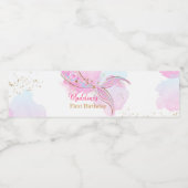 Mermaid Tail Waterverf Roze Gold Girl Birthday Waterfles Etiket (Enkel label)