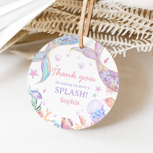 Mermaid Tail Zee Verjaardagsfeestje Ronde Bedankjes Labels
