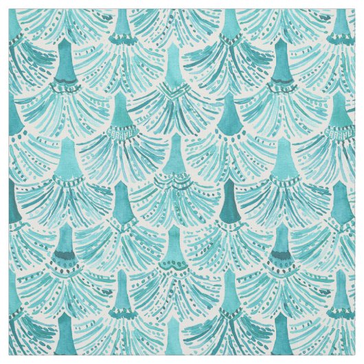 MERMAID TAILS Aqua Fish Scale Pattern Stof (Swatch)
