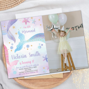 Mermaid Tails Birthday Invitations met foto Kaart