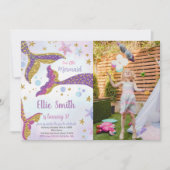 Mermaid Tails Glitter Birthday Invitation Kaart (Voorkant)
