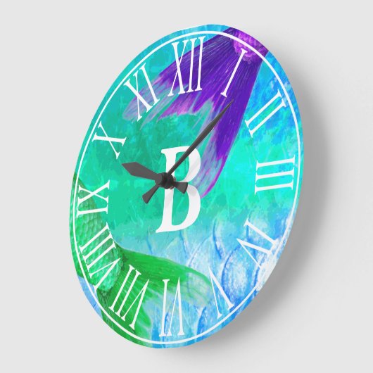Mermaid Tails & Scales Monogram Grote Klok (Hoek)