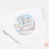 Mermaid Tails Splashy and Sassy Birthday Ronde Sticker (Envelop)