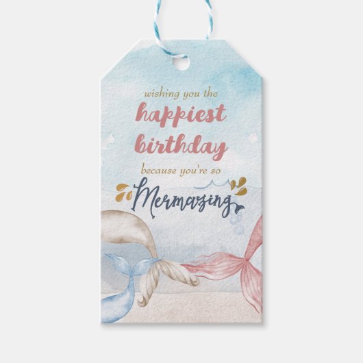 Mermaid Tails wishing you a Mermazing Birthday Cadeaulabel (Voorkant)