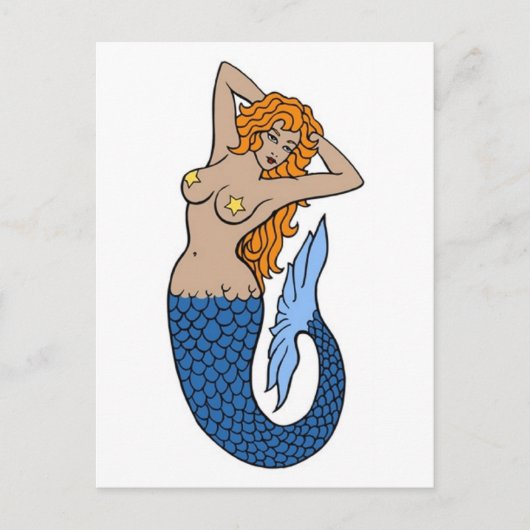  Mermaid Tattoo Art Briefkaart (Voorkant)