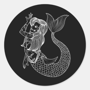 Mermaid Tattoo  Mermaid Art Tattoo Girls Ronde Sticker