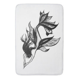 Mermaid Tattoo Style Stipple Shaded Ink Tekening Badmat