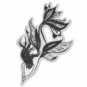 Mermaid Tattoo Style Stipple Shaded Ink Tekening Sticker (Voorkant)