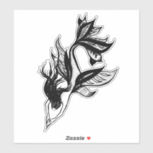 Mermaid Tattoo Style Stipple Shaded Ink Tekening