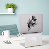 Mermaid Tattoo Style Stipple Shaded Ink Tekening Sticker (Laptop op bureau)