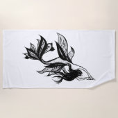 Mermaid Tattoo Style Stipple Shaded Ink Tekening Strandlaken (Voorkant)