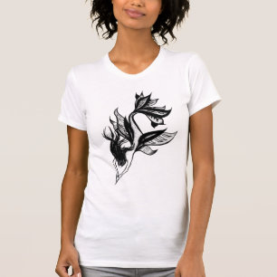 Mermaid Tattoo Style Stipple Shaded Ink Tekening T-shirt