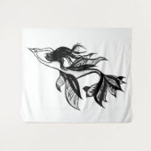 Mermaid Tattoo Style Stipple Shaded Ink Tekening Wandkleed (Voorkant (horizontaal))