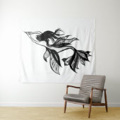 Mermaid Tattoo Style Stipple Shaded Ink Tekening Wandkleed (In Situ (horizontaal))