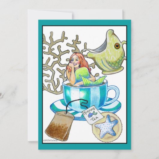 Mermaid Tea Party Birthday Invitation Kaart (Voorkant)