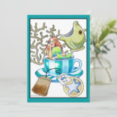 Mermaid Tea Party Birthday Invitation Kaart (Staand voorkant)