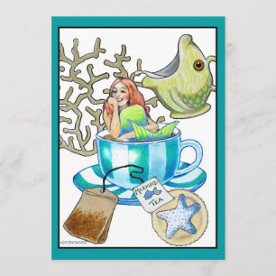 Mermaid Tea Party Birthday Invitation Kaart