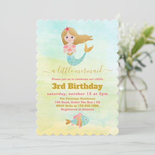 Mermaid Thaise derde uitnodiging (Staand voorkant)