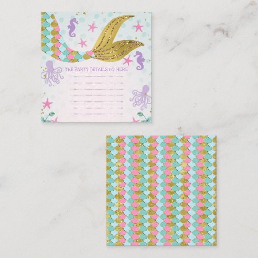 Mermaid Theenmaal-feestdag Informatiekaartje (Voorkant / Achterkant)