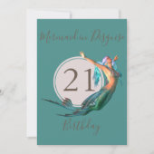 Mermaid-thema 21e verjaardagsfeestje kaart (Voorkant)