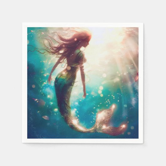 Mermaid thema feest custom servetten (Voorkant)