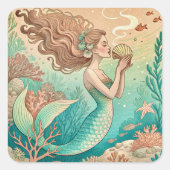 Mermaid thema feest stickers op maat (Voorkant)