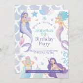 Mermaid Thema Kind's Verjaardagsfeestuitnodiging K Kaart (Voorkant / Achterkant)