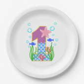 Mermaid Theme 1st Birthday Papieren Bordje (Voorkant)