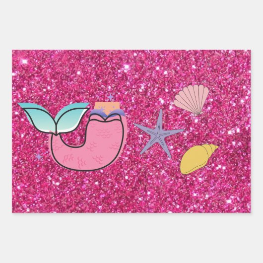 Mermaid Theme Birthday Bash Inpakpapier Vel (Voorkant)