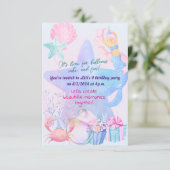 Mermaid Theme Birthday Bash Kaart (Staand voorkant)