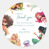 Mermaid Theme Birthday Party Bedankt Ronde Sticker (Voorkant)