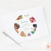Mermaid Theme Birthday Party Bedankt Ronde Sticker (Envelop)
