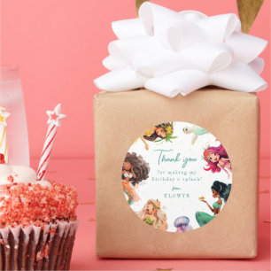 Mermaid Theme Birthday Party Bedankt Ronde Sticker