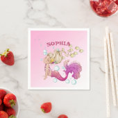 Mermaid Theme Cute Pink Napkins Servet (Insitu)