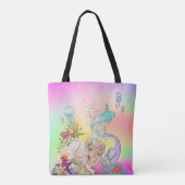 Mermaid Theme Cute Rainbow-Canvas tas (Achterkant)