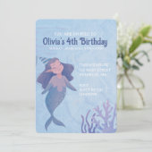 Mermaid Theme Kinderen Birthday Party Kaart (Staand voorkant)