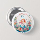 Mermaid Theme Meisje Verjaardag Meisje Ronde Button 5,7 Cm (Voorkant /achterkant)