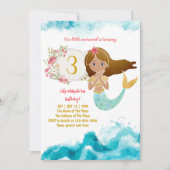 Mermaid Theme onder het Zee Baby Girl 3rd Birthday Kaart (Voorkant)