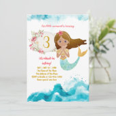 Mermaid Theme onder het Zee Baby Girl 3rd Birthday Kaart (Staand voorkant)