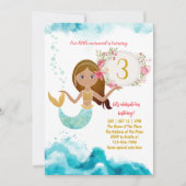 Mermaid Theme onder het Zee Baby Girl 3rd Birthday Kaart (Voorkant)