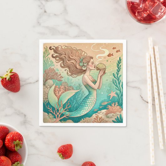 Mermaid theme party custom napkins servet (Insitu)