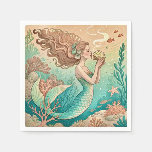Mermaid theme party custom napkins servet (Voorkant)