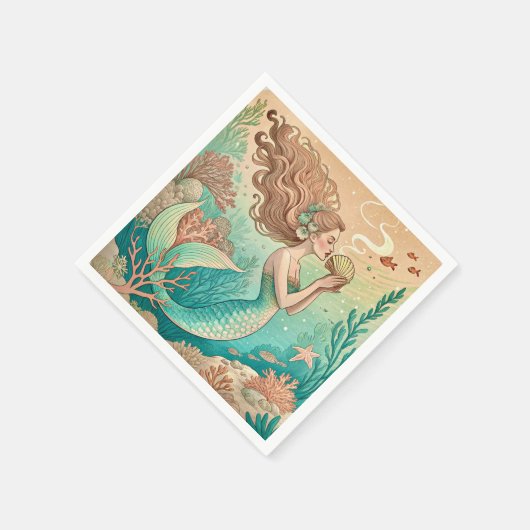 Mermaid theme party custom napkins servet (Hoek)
