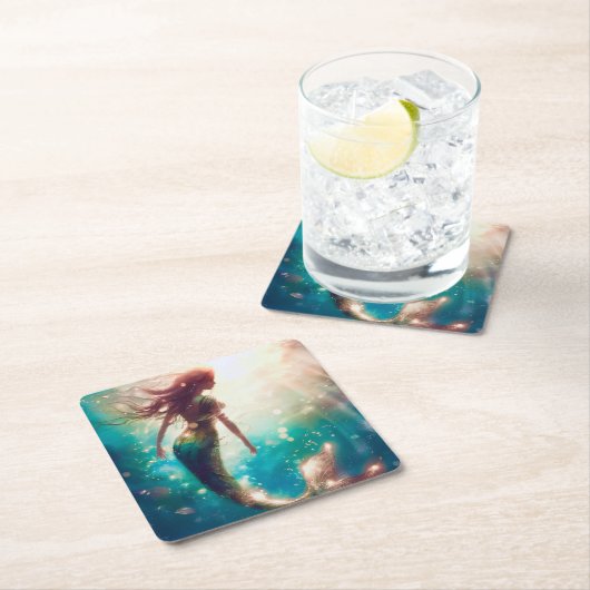 Mermaid theme party custom party coasters kartonnen onderzetters (Insitu)