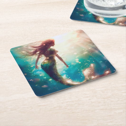 Mermaid theme party custom party coasters kartonnen onderzetters (Schuin)