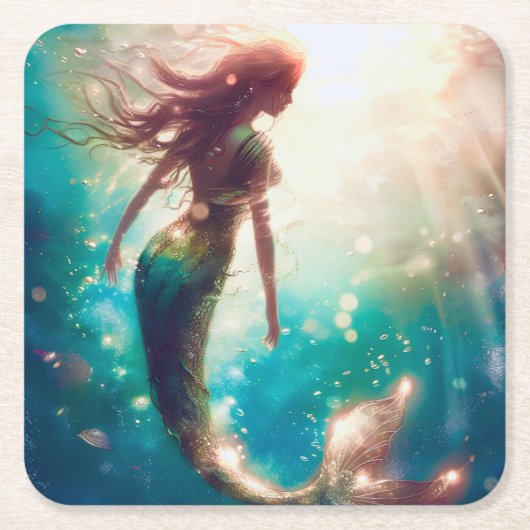 Mermaid theme party custom party coasters kartonnen onderzetters (Voorkant)