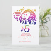 Mermaid Theme Persoonlijke Kinderen Birthday Party Kaart (Staand voorkant)