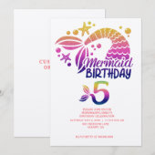 Mermaid Theme Persoonlijke Kinderen Birthday Party Kaart (Voorkant / Achterkant)